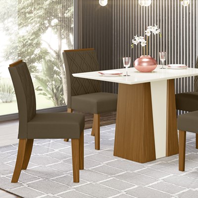 Kit 2 Cadeiras Estofadas para Sala de Jantar Vita Nature/Bege - Henn