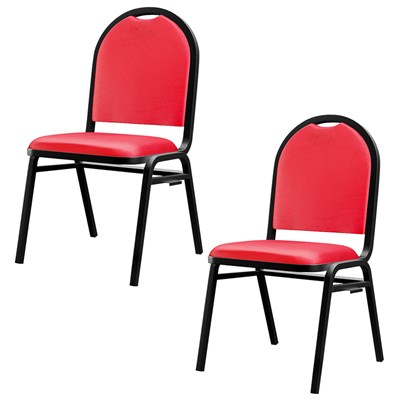 Kit 2 Cadeiras Hoteleiras Auditório Hotel Empilhável Fixa Vermelha  - Pethiflex