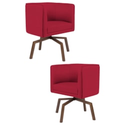 Kit 2 Poltronas Decorativas Base Ka Madeira Betina B-173 Veludo Vermel