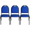 Kit 3 Cadeiras Hoteleira Auditório Hotel Empilhável Fixa Azul - Pethiflex