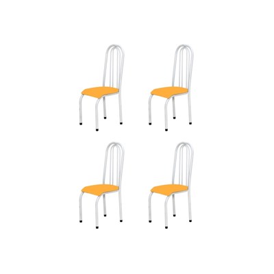 Kit 4 Cadeiras Altas 0.123 Anatômica Branco/Laranja - Marcheli