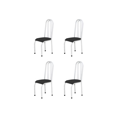 Kit 4 Cadeiras Altas 0.123 Anatômica Branco/Preto - Marcheli