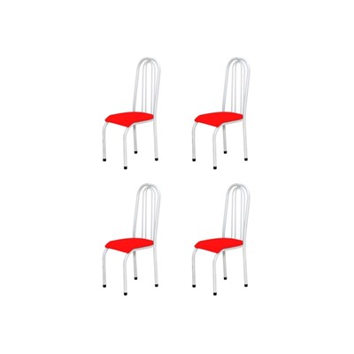 Kit 4 Cadeiras Altas 0.123 Anatômica Branco/Vermelho - Marcheli