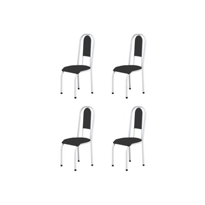 Kit 4 Cadeiras Anatômicas 0.122 Estofada Branco/Preto - Marcheli
