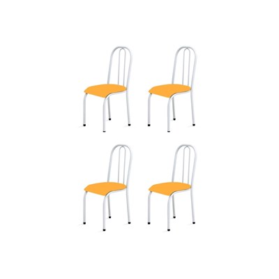 Kit 4 Cadeiras Baixas 0.104 Anatômica Branco/Laranja - Marcheli