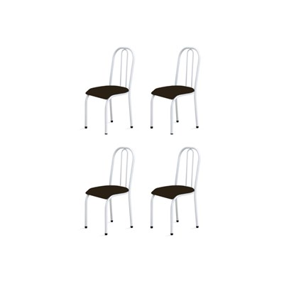 Kit 4 Cadeiras Baixas 0.104 Anatômica Branco/Marrom Escuro - Marcheli