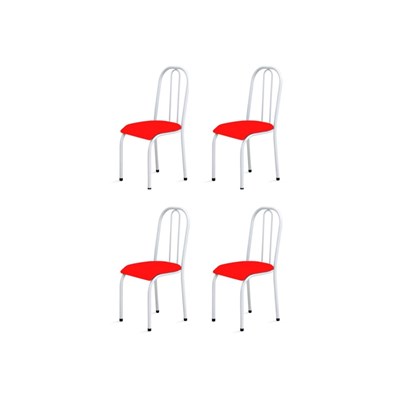 Kit 4 Cadeiras Baixas 0.104 Anatômica Branco/Vermelho - Marcheli