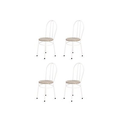 Kit 4 Cadeiras Baixas 0.134 Redonda Branco/Bege - Marcheli