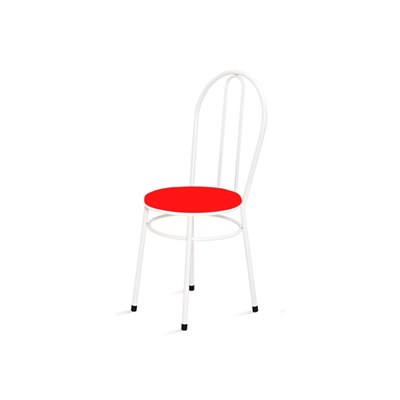 Kit 4 Cadeiras Baixas 0.134 Redonda Branco/Vermelho - Marcheli