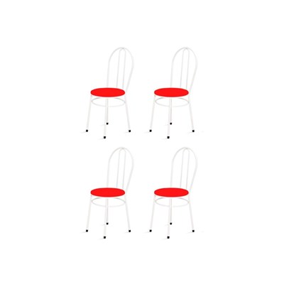 Kit 4 Cadeiras Baixas 0.134 Redonda Branco/Vermelho - Marcheli