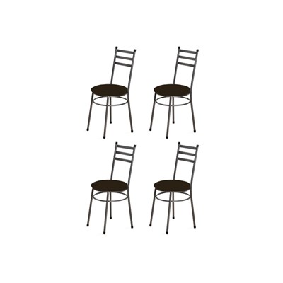 Kit 4 Cadeiras Baixas 0.135 Redonda Craqueado/Marrom Escuro - Marcheli