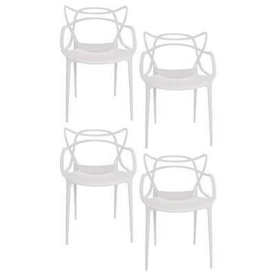 Kit 4 Cadeiras Decorativas Para Sala de Jantar Amsterdam F01 Branca - Mpozenato
