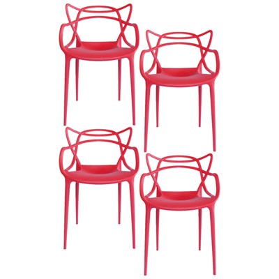 Kit 4 Cadeiras Decorativas Para Sala de Jantar Amsterdam F01 Vermelha - Mpozenato