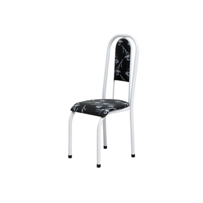 Kit 6 Cadeiras Anatômicas 0.122 Estofada Branco/Preto Floral - Marcheli
