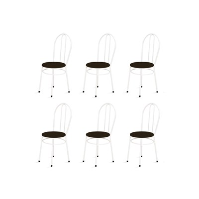 Kit 6 Cadeiras Baixas 0.134 Redonda Branco/Marrom Escuro - Marcheli
