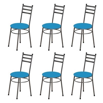 Kit 6 Cadeiras Baixas 0.135 Redonda Craqueado/Azul - Marcheli