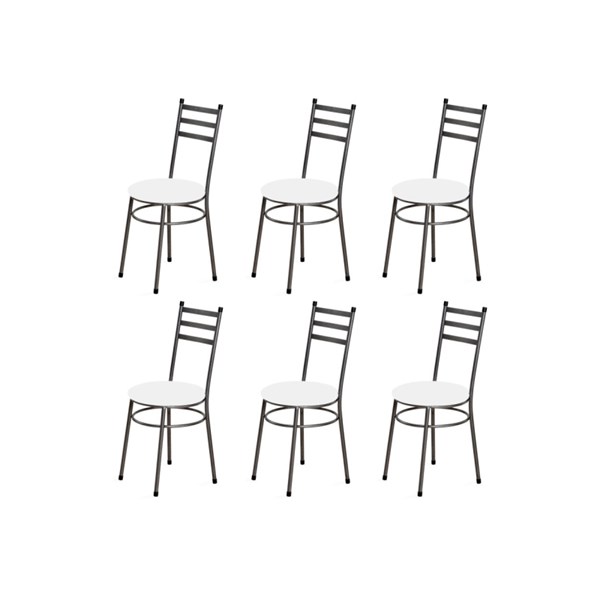 Kit 6 Cadeiras Baixas 0.135 Redonda Craqueado/Branco - Marcheli