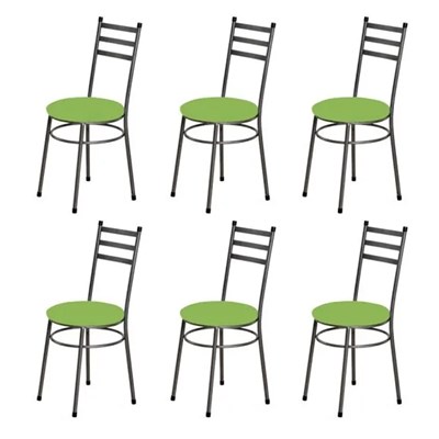 Kit 6 Cadeiras Baixas 0.135 Redonda Craqueado/Verde - Marcheli