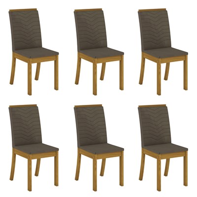Kit 6 Cadeiras Estofadas para Sala de Jantar Isa Nature/Bege - Henn
