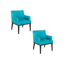 Kit com 02 Poltronas Decorativa Vitória Suede Azul - Jm Estofados Kit com 02 Poltronas Decorativa Vitória Suede Azul - Jm Estofados