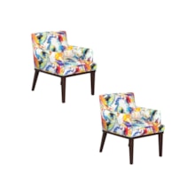 Kit com 02 Poltronas Decorativa Vitória Tecido Color - Jm Estofados Kit com 02 Poltronas Decorativa Vitória Tecido Color - Jm Estofados