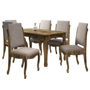 Mesa de Jantar 160cm com 6 Cadeiras Ônix Amadeirado/Pena Caramelo - RV Móveis Mesa de Jantar 160cm com 6 Cadeiras Ônix Amadeirado/Pena Caramelo - RV Móveis