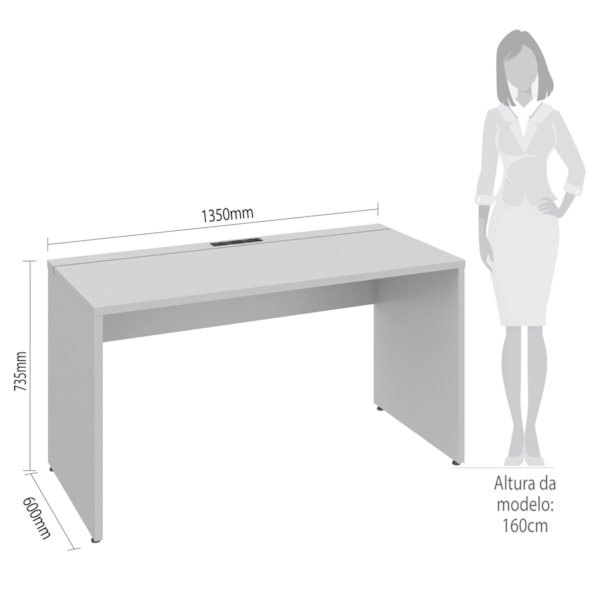 Mesa Escritório 135cm com 2 Tomadas e 1 Saída de Rede Connect G04