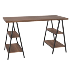 Mesa Escrivaninha Cavalete 135cm Estilo Industrial Prisma C08 Nogal/Pr