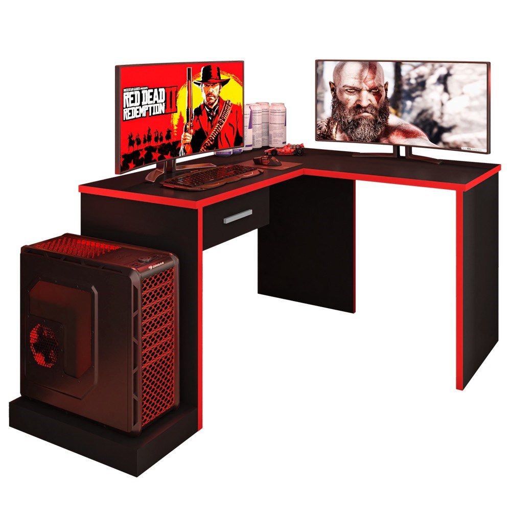Mesa Para Computador Notebook Desk Game Drx 5000 Preto/vermelho - Móveis  Leão