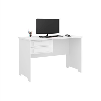 Mesa Para Computador Escrivaninha 2 Gavetas Alemanha Branco - RV Móveis