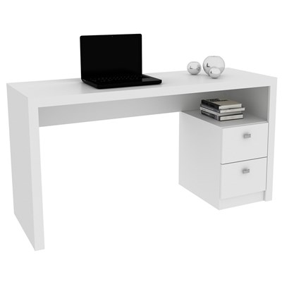 Mesa Para Computador Escrivaninha 2 Gavetas ME4130 Branco - Tecno Mobili