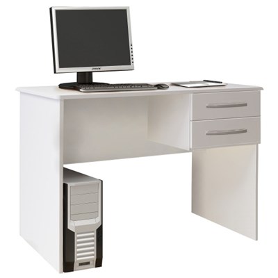 Mesa Para Computador Escrivaninha 2 Gavetas Work C14 Branco - Mpozenato