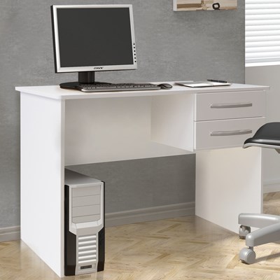 Mesa Para Computador Escrivaninha 2 Gavetas Work C14 Branco - Mpozenato