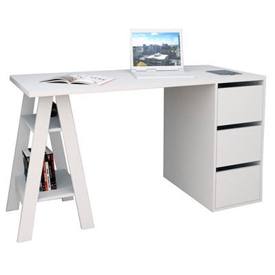 Mesa Para Computador Escrivaninha 3 Gavetas Self 3005 Branco - Appunto