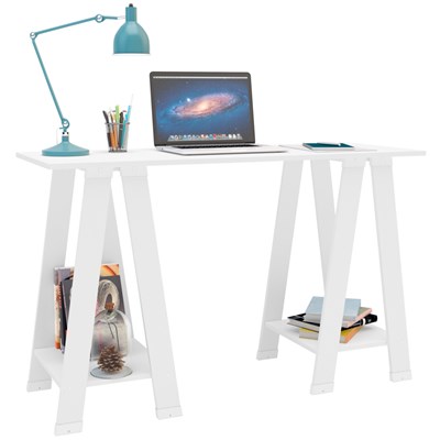 Mesa Para Computador Escrivaninha Cavalete Delta Branco - Politorno
