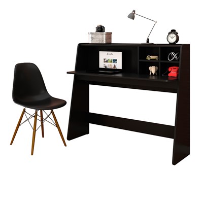 Mesa para Computador Escrivaninha Idealle e Cadeira Charles C09 Preto - Mpozenato