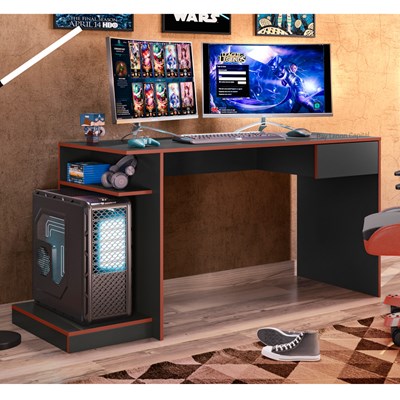 Mesa para Computador Gamer Speed B03 Preto/Vermelho - Mpozenato
