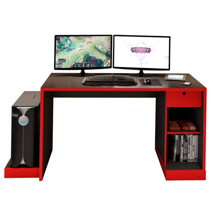 Mesa para Computador Notebook Desk Game DRX 3000 Preto/Vermelho - Móveis Leão