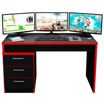 Mesa para Computador Notebook Desk Game DRX 5000 Preto/Vermelho - Móveis Leão