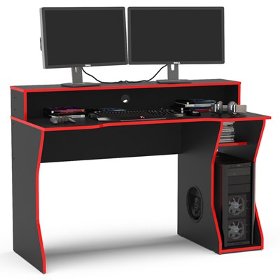 Mesa para Computador Notebook Desk Game Fremont Preto/Vermelho - Politorno