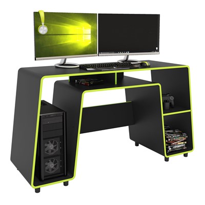 Mesa Para Computador Notebook Desk Game London Preto/Verde Neon - Politorno