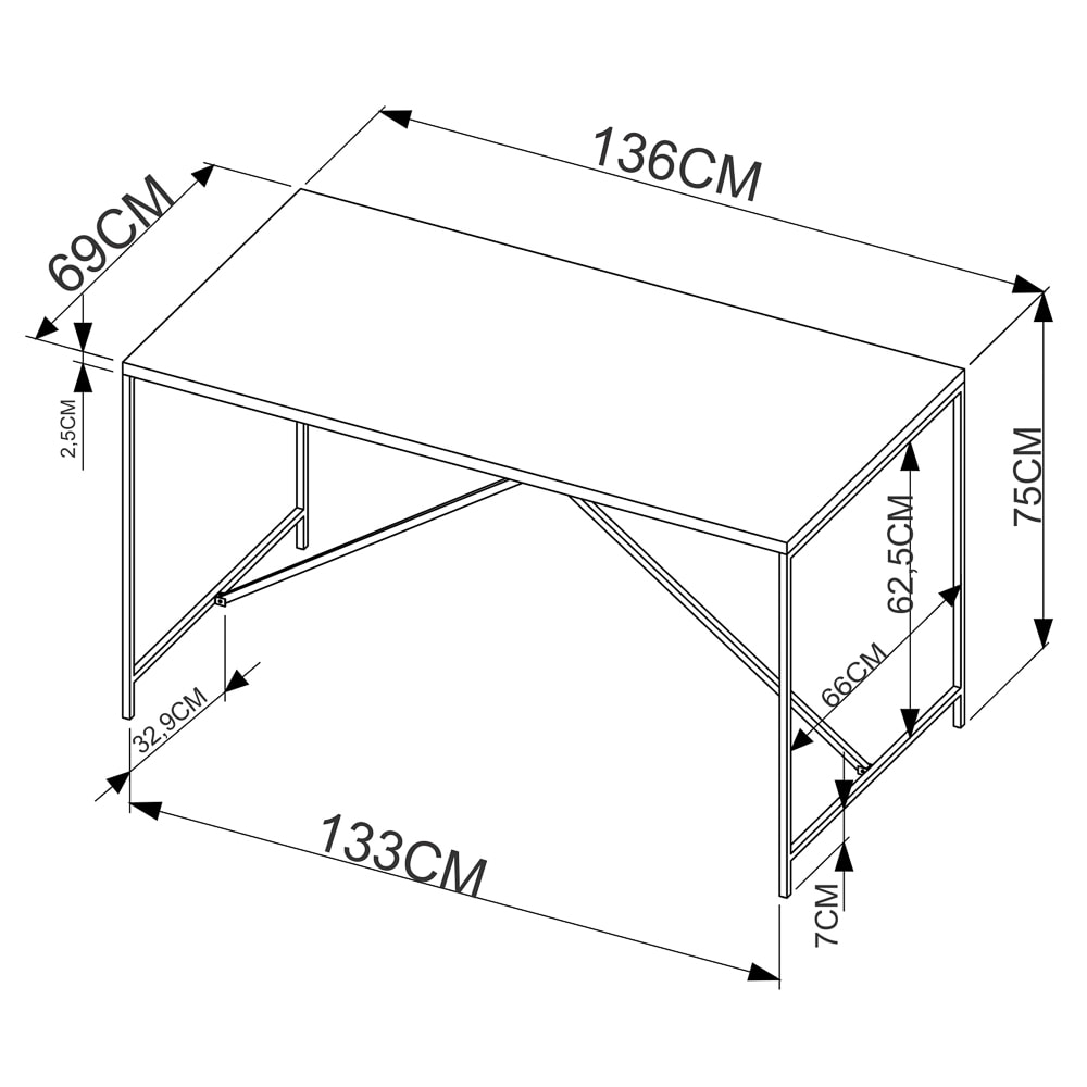 Mesa de Cabeceira Steel Quadra 2 Gavetas 1 Prateleira Vermont