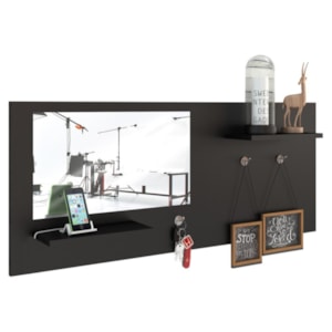 Painel Decorativo com Espelho Look Preto - Estilare Painel Decorativo com Espelho Look Preto - Estilare