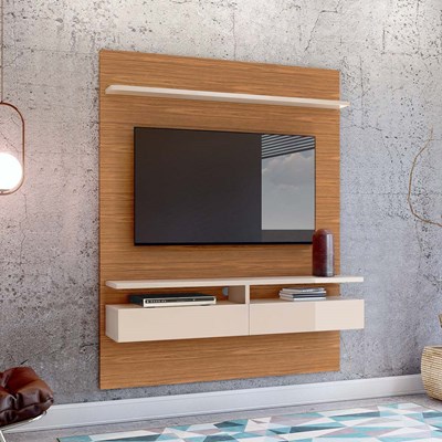 Painel Home Suspenso Para TV Até 45 Pol. 135cm 2 Portas New Smart C14 Noce/Off White - Mpozenato