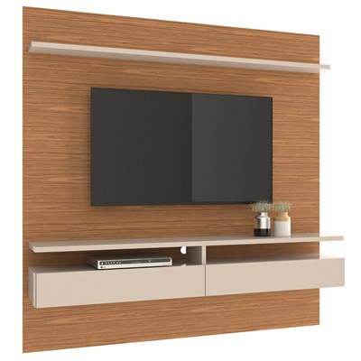 Painel Home Suspenso Para TV Até 60 Pol. 180cm 2 Portas New Smart C14 Noce/Off White - Mpozenato