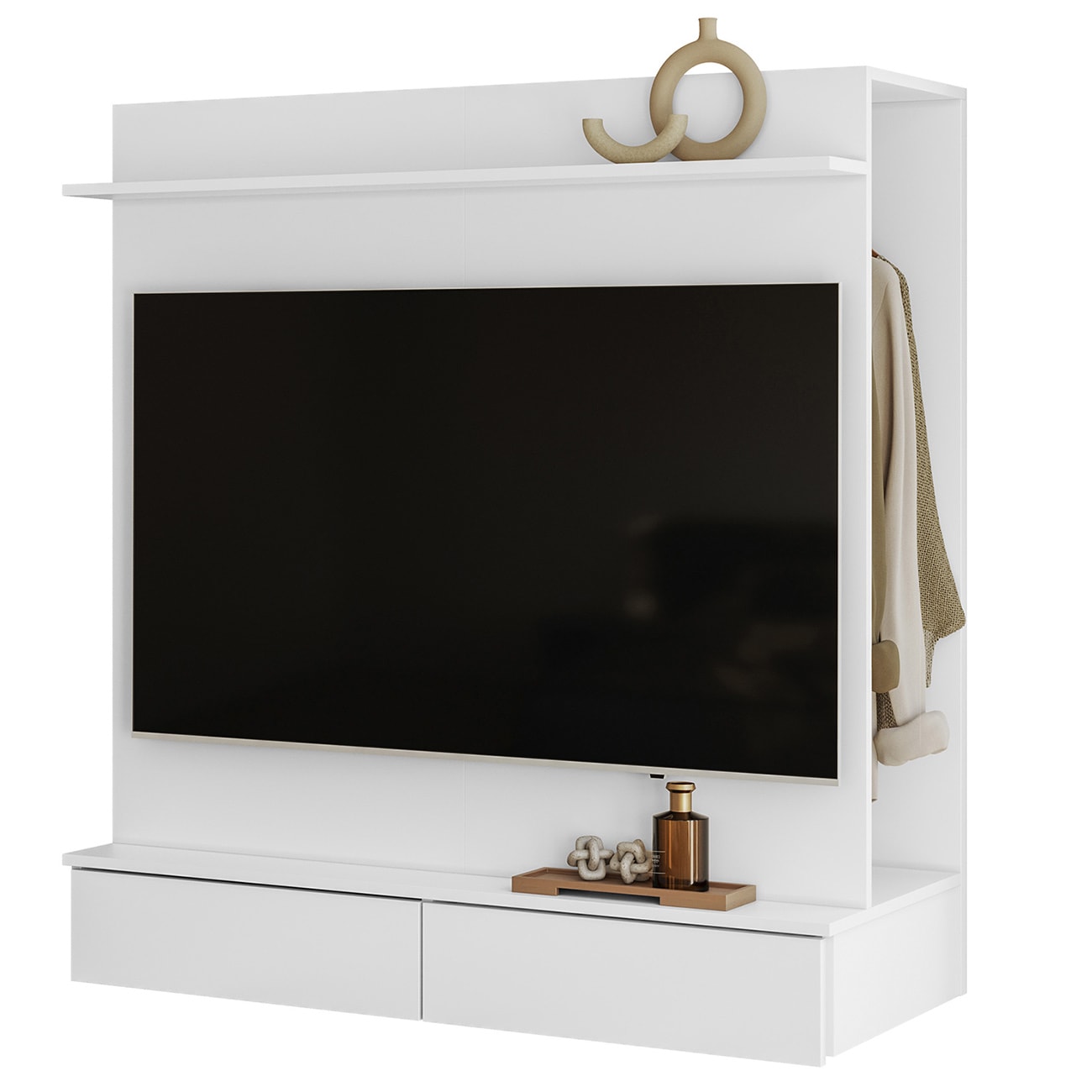 Painel TV 42 Pol Suspenso com Closet 108cm Mimo A02 Branco - Mpozenato