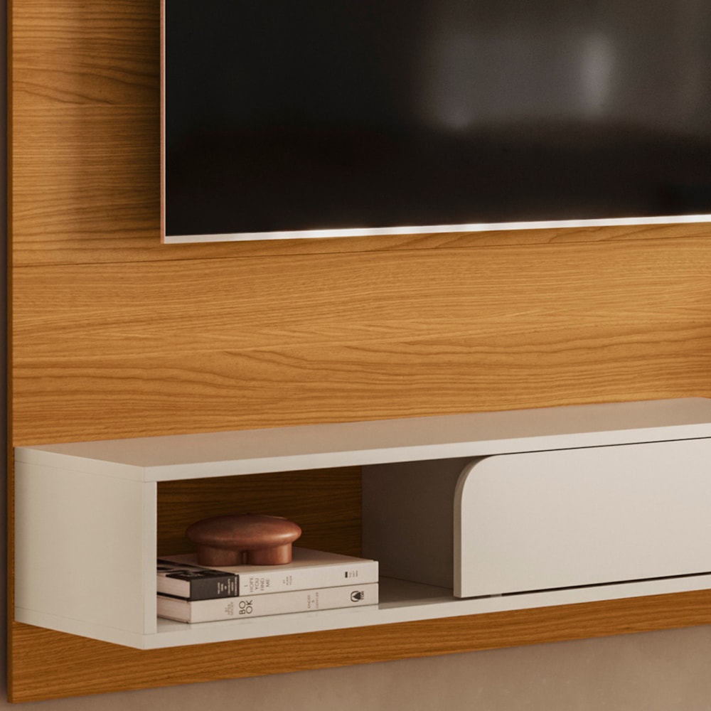 Painel TV 55 Pol 136cm Bancada Suspensa Evo Off/Champanhe - HB Móveis