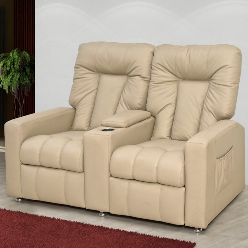 Poltrona Dupla Reclinável de Cinema Jetta MX8 Corino Bege Matrix