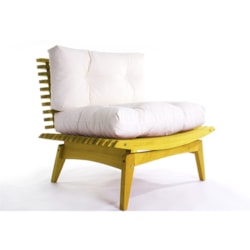 Poltrona Eclipse com Almofadas Cru 01.237 Stain Amarelo - Mão e Formão