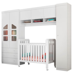 Quarto de Bebê Modulado Eloísa e Berço Lollipop Branco - Phoenix Baby Quarto de Bebê Modulado Eloísa e Berço Lollipop Branco - Phoenix Baby